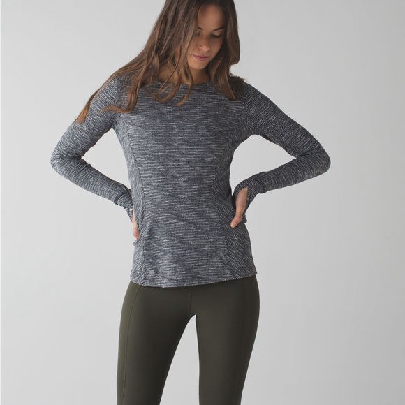 Lululemon | Kanto Catch Me Long Sleeve | Sz 12 | Coco Pique Black White | EUC - Picture 1 of 11